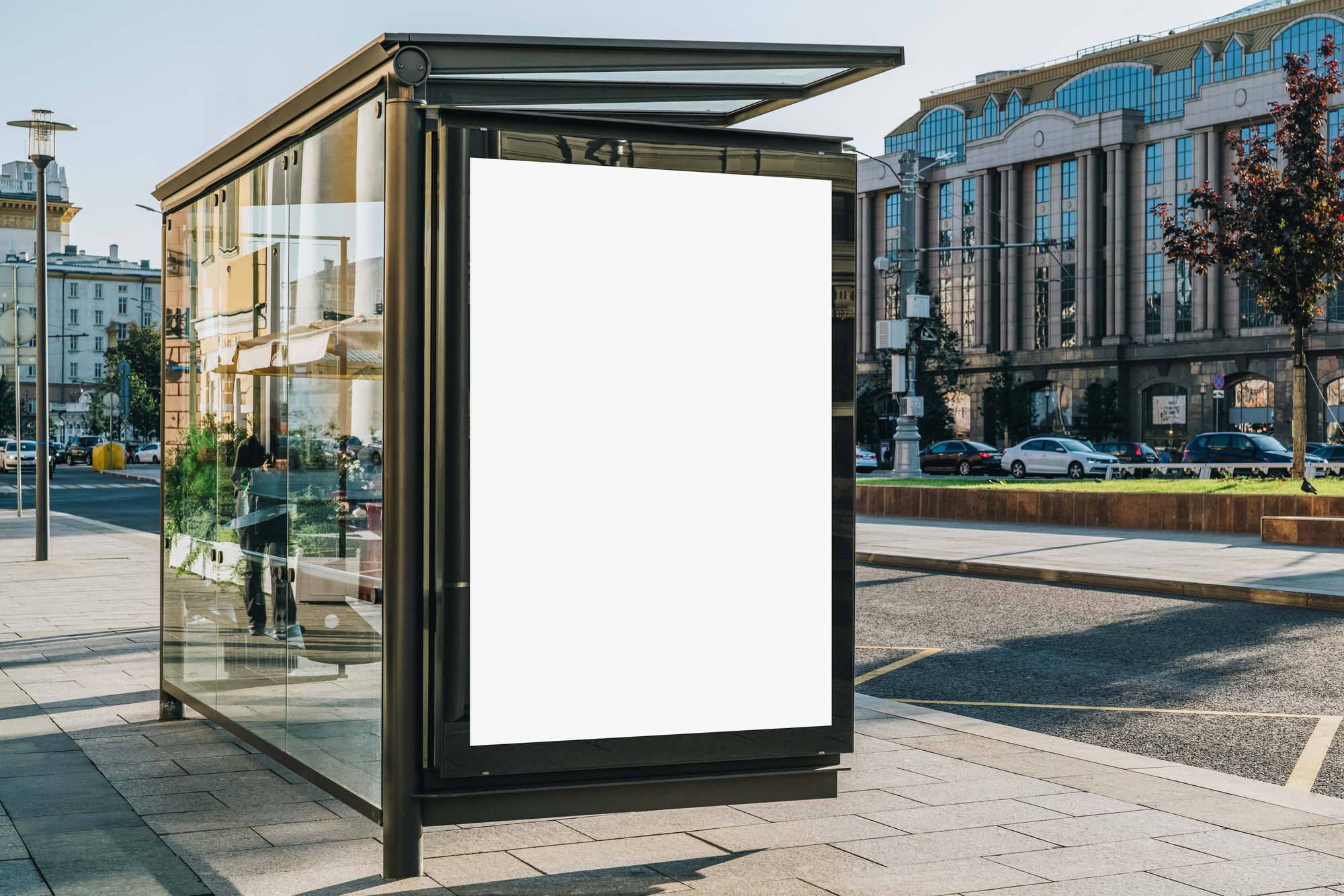 blank sign on bus stop