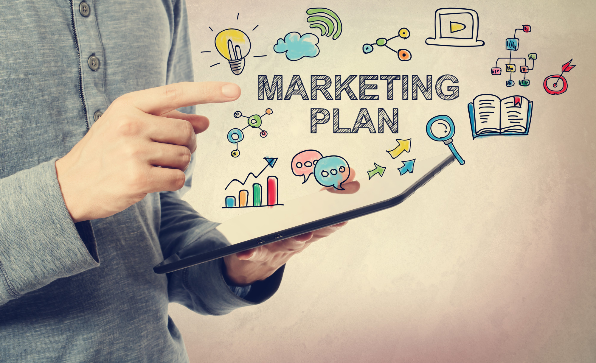 marketing plan text and icons