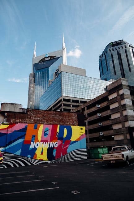 large banner on building