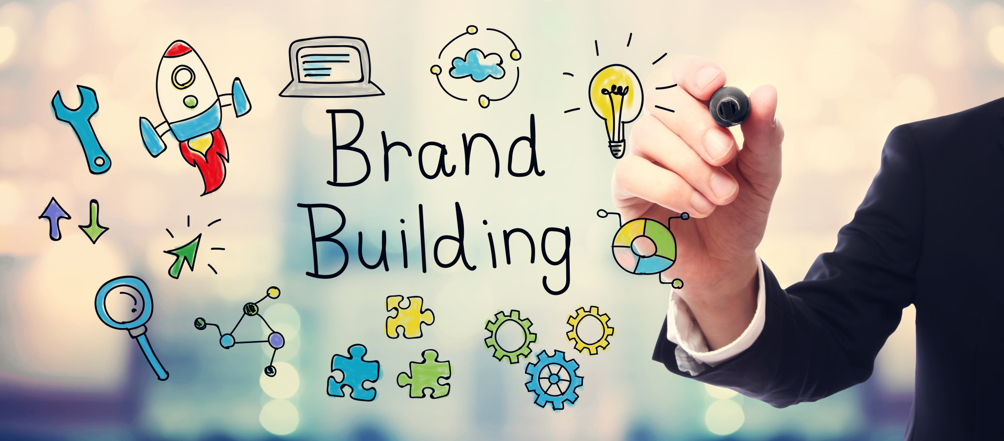 brand building text and icons