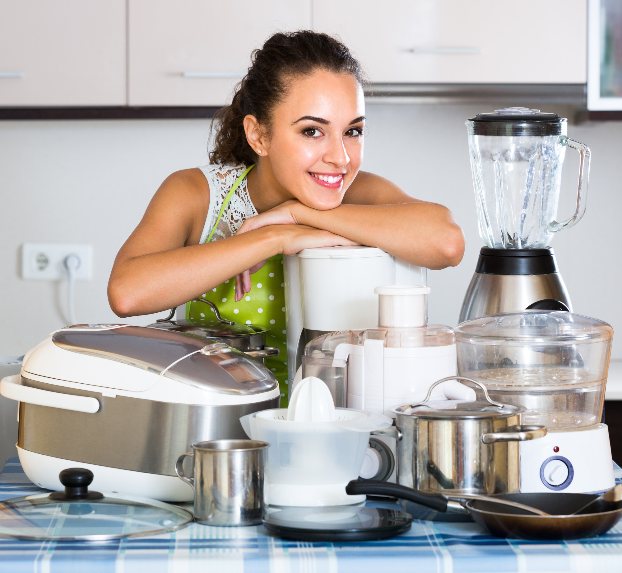 Woman Posing With Appliances